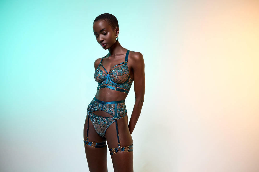 Bordelle Amela Harness Bodice Bra Teal