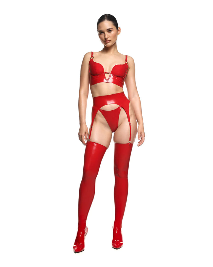 Anoeses Saga Latex Suspender Red