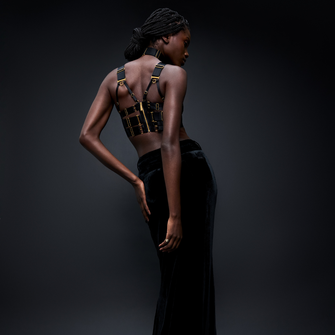 Bordelle Signature long bodice bra in black - Halloween lingerie outfit ideas