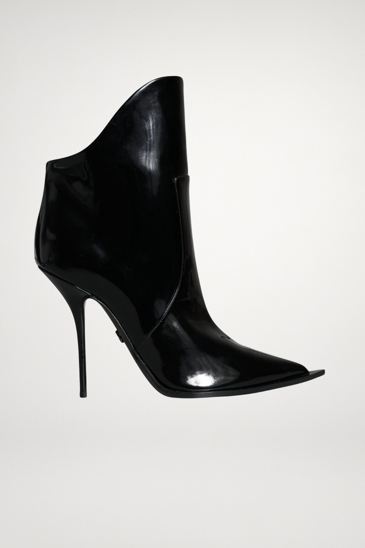 Black Patent Leather Ankle Boots