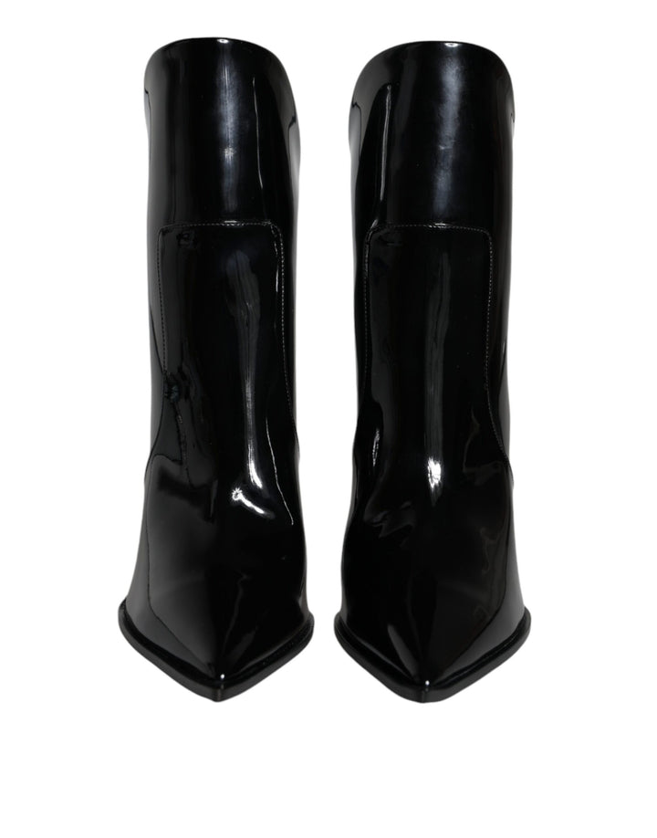 Black Patent Leather Ankle Boots
