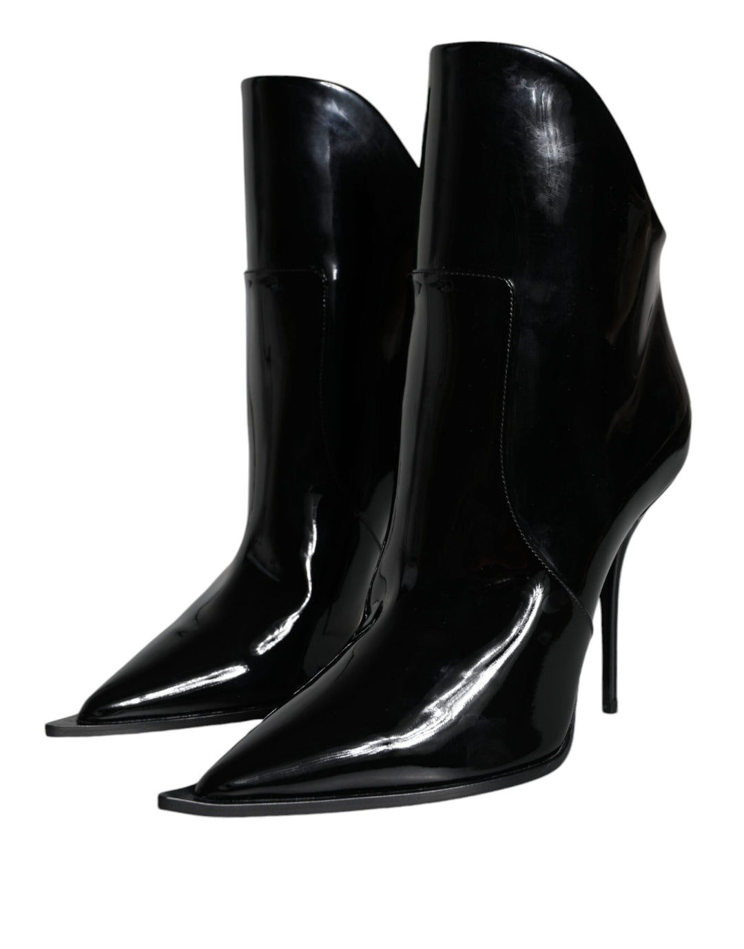 Black Patent Leather Ankle Boots
