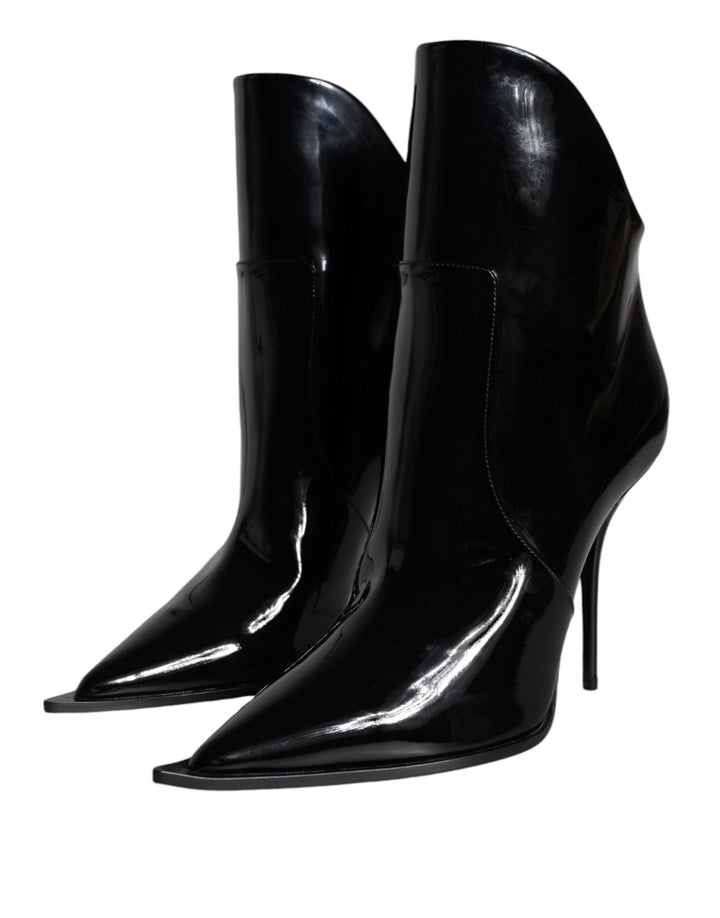 Black Patent Leather Ankle Boots