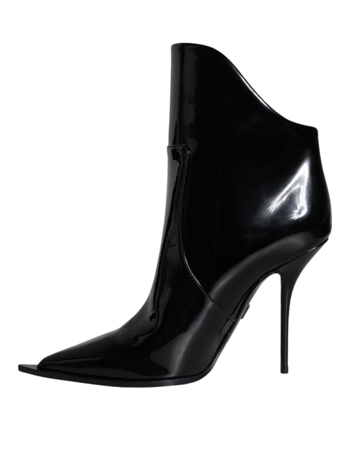 Black Patent Leather Ankle Boots