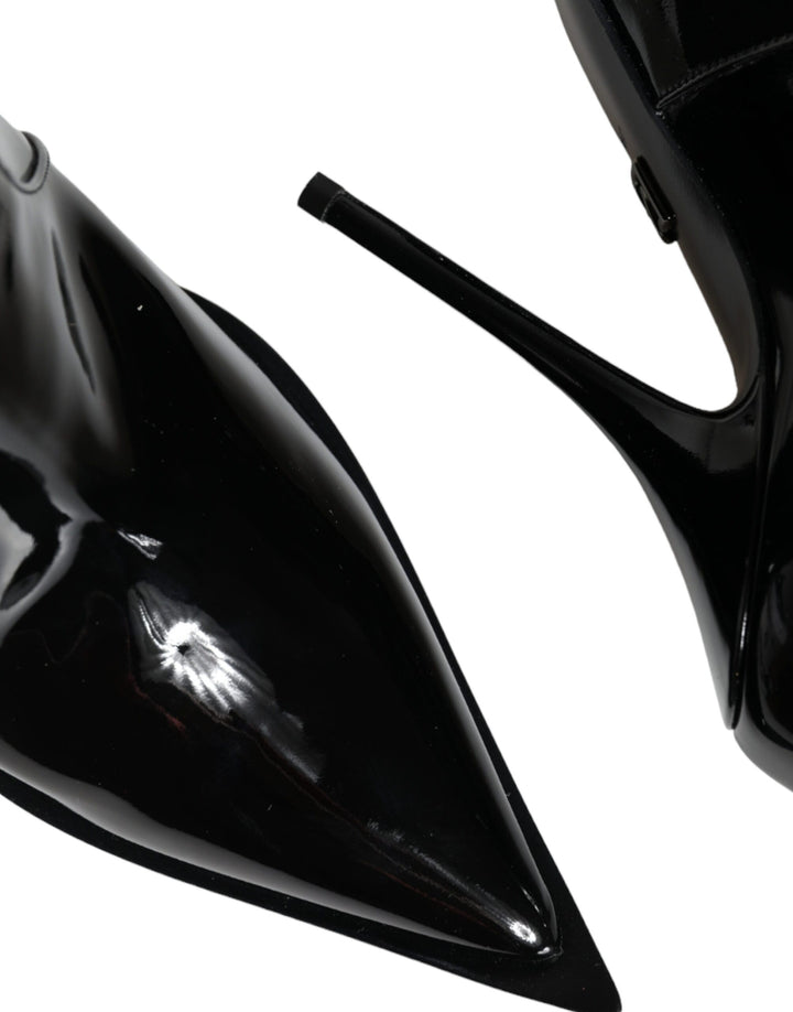 Black Patent Leather Ankle Boots