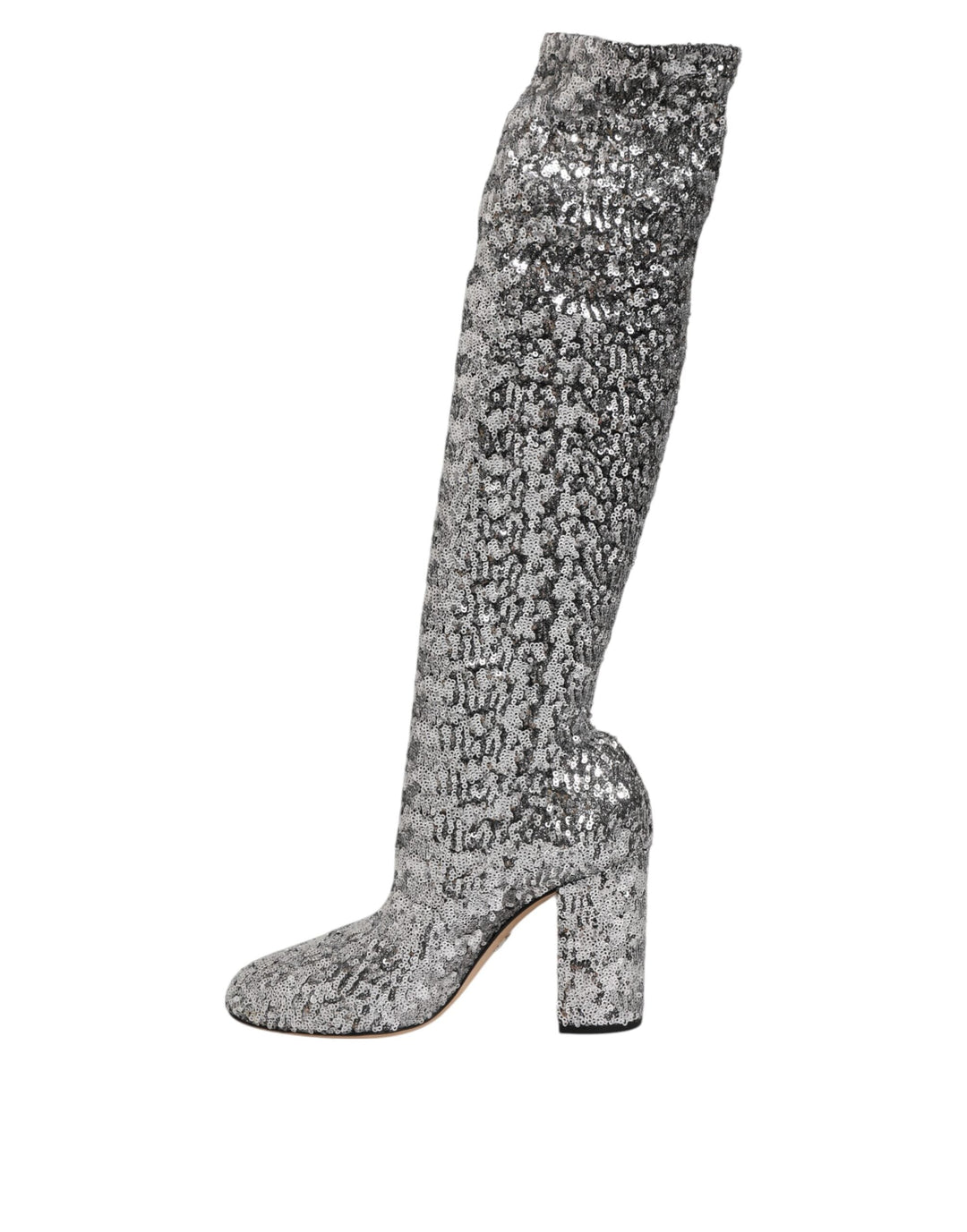 Dolce & Gabbana Shoes Silver Sequins Glitter High Heel Boot Shoes