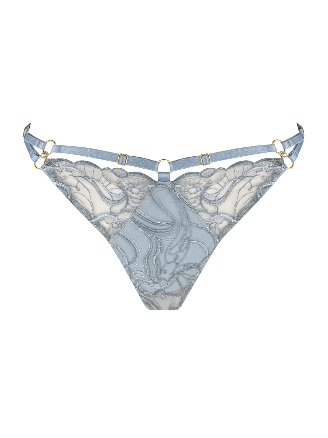 Bordelle Pearl Strap Thong Dusty Blue