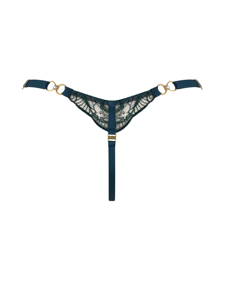 Bordelle Pearl Strap Thong Teal