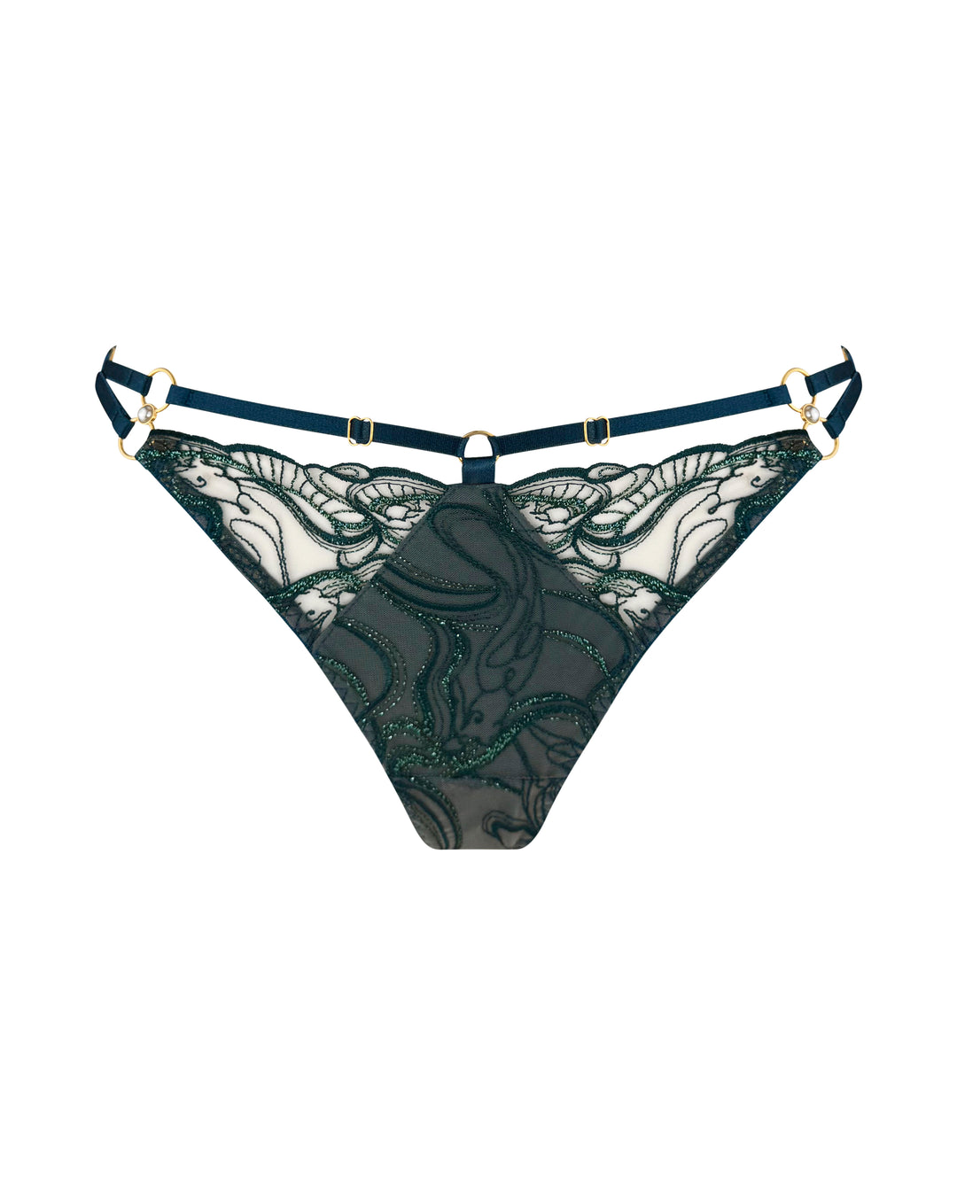 Bordelle Pearl Strap Thong Teal