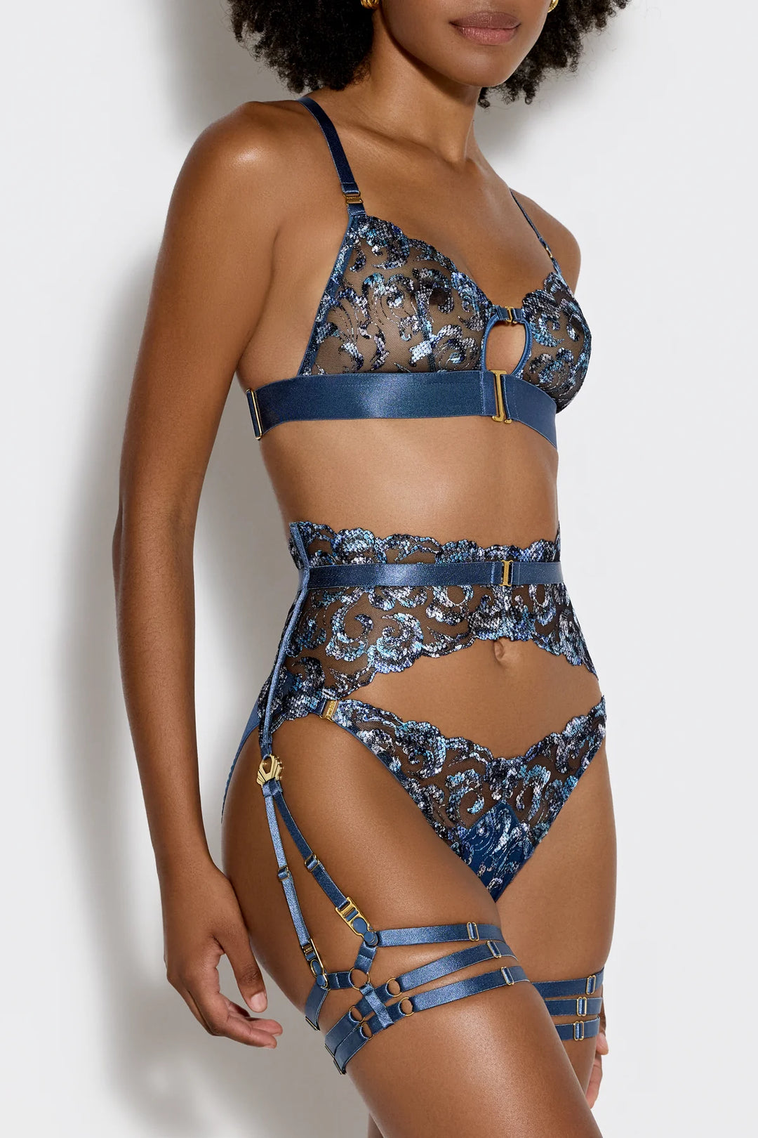 Bordelle Melusina Strap Garters Denim