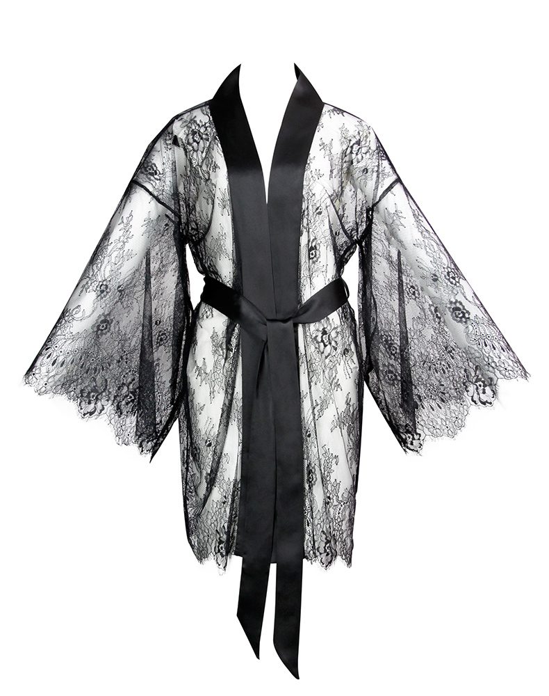 E.L.F ZHOU Pitch Lace Kimono Black