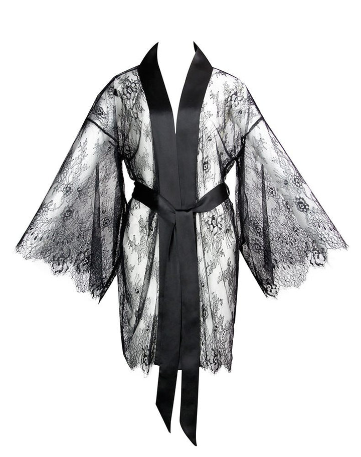 E.L.F ZHOU Pitch Lace Kimono Black