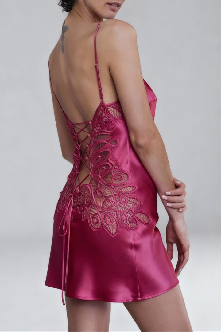 Marjolaine Barbara Silk Nightdress Magenta