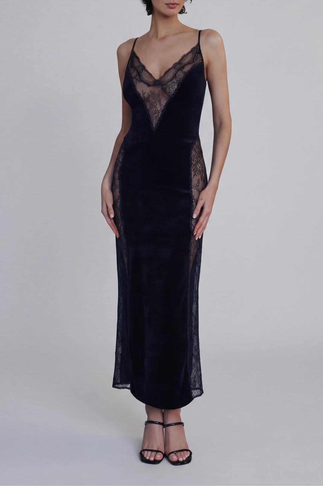 Marjolaine Billie Velvet and Lace Slip Dress