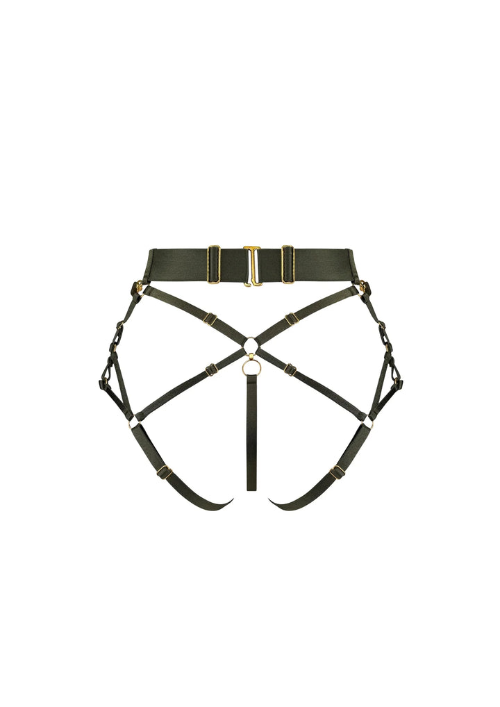 Bordelle Neda Multi-Style Harness Brief Olive
