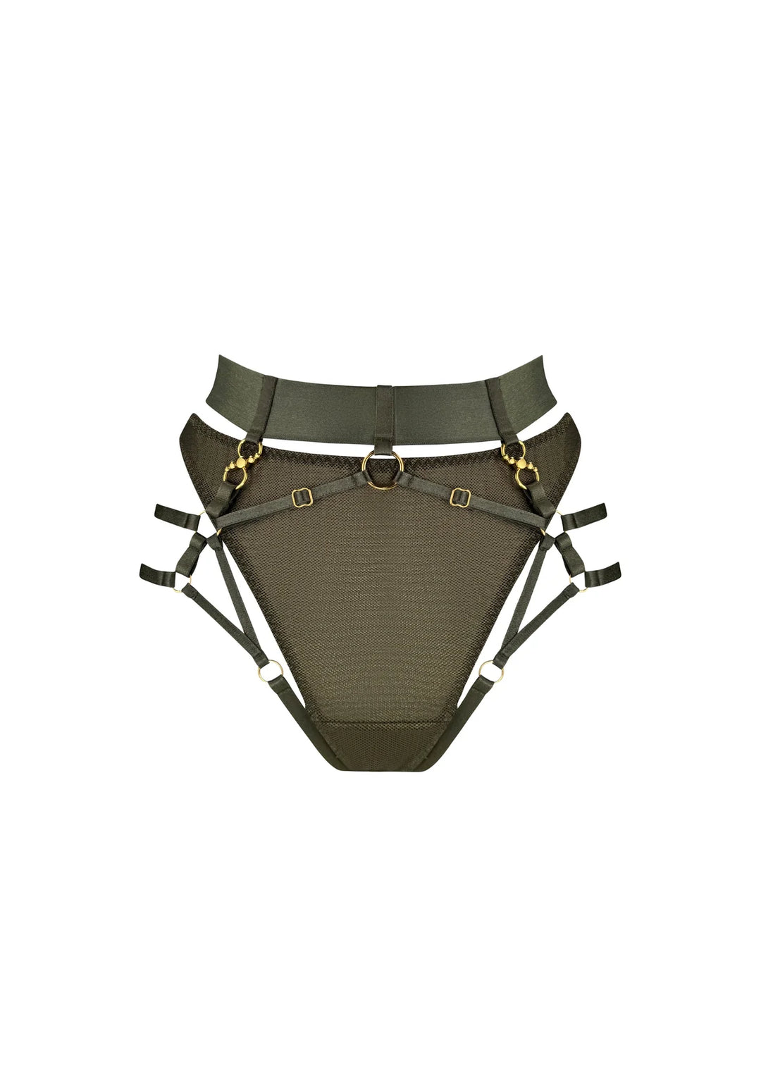 Bordelle Neda Multi-Style Harness Brief Olive