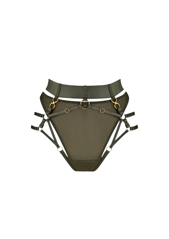 Bordelle Neda Multi-Style Harness Brief Olive