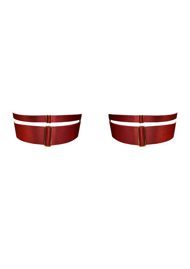 Bordelle Signature Wide Strap Garters Burnt Red
