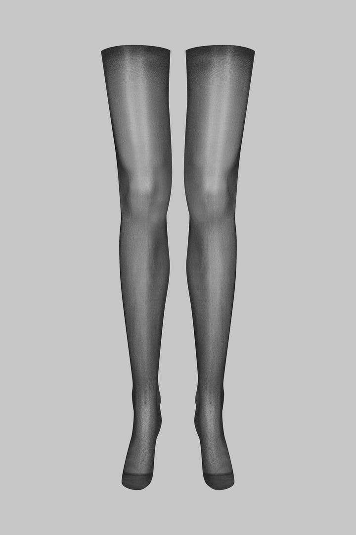 Maison Close Cut and curled sheer stockings 20D Black